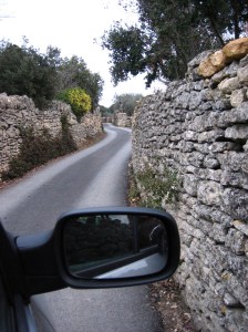 Around Gordes, the narrow roads with high stone walls posed a threat to passenger mirrors.