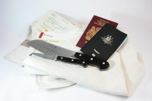 Knives packed ready to travel.